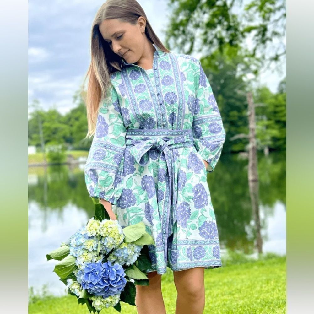 Sue Sartor XL Flounce Shorty - Blue Hydrangea- New